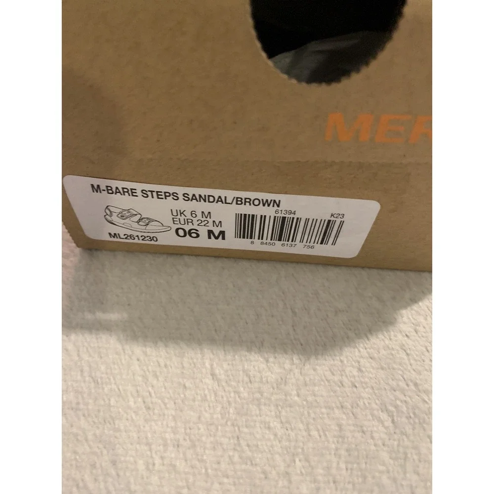 Merrell Brown Boys Bare Steps® Sandal Sandals Leather 6M NEW‎ IN BOX